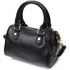 Купить Элегантная женская сумка бочонок с двумя ручками из натуральной кожи Vintage 22353 Черная, фото , характеристики, отзывы