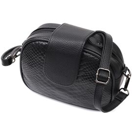 Придбати Фактурна сумка для жінок з натуральної шкіри з тисненням під змію Vintage 22354 Чорна, image , характеристики, відгуки