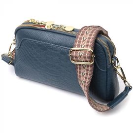 Придбати Модна сумка на два відділення з натуральної шкіри Vintage 22355 Синя, image , характеристики, відгуки