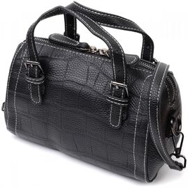 Придбати Мініатюрна жіноча сумка з двома ручками з натуральної шкіри Vintage 22358 Чорна, image , характеристики, відгуки
