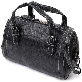 Купити Миниатюрная женская сумка с двумя ручками из натуральной кожи Vintage 22358 Черная, image , характеристики, відгуки