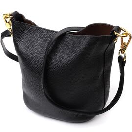 Купить - Кожаная женская сумка с автономной косметичкой внутри Vintage 22363 Черная, фото , характеристики, отзывы