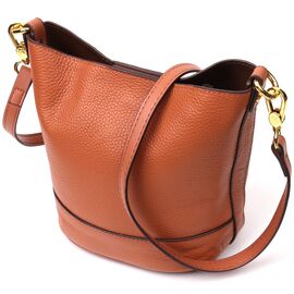 Купить - Небольшая женская сумка с автономной косметичкой внутри из натуральной кожи Vintage 22366 Коричневая, фото , характеристики, отзывы