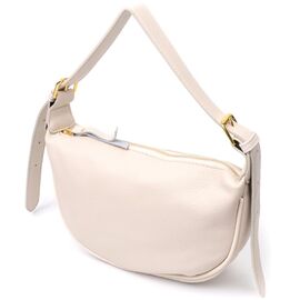 Придбати Жіноча напівкругла сумка з однією плечевою лямкою з натуральної шкіри Vintage 22371 Біла, image , характеристики, відгуки