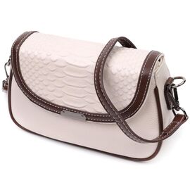 Придбати Жіноча сумка з фактурним клапаном із натуральної шкіри Vintage 22372 Біла, image , характеристики, відгуки