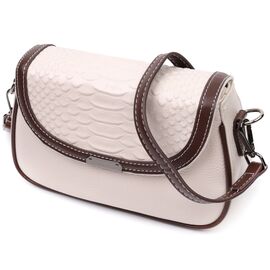 Купить Женская сумка с фактурным клапаном из натуральной кожи Vintage 22372 Белая, фото , характеристики, отзывы