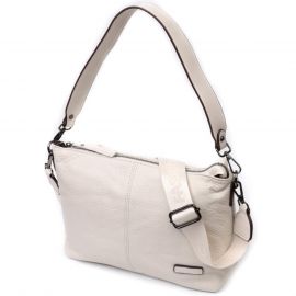 Купить Прямоугольная женская сумка с двумя съемными ремнями из натуральной кожи Vintage 22377 Белая, фото , характеристики, отзывы