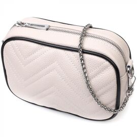 Придбати - Вечерняя женская сумка на цепочке из натуральной кожи Vintage 22380 Белая, image , характеристики, відгуки