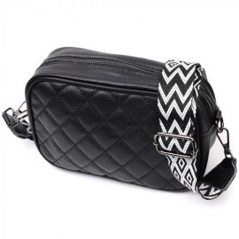 Придбати Классическая кожаная женская сумка через плечо на одно отделение Vintage 22387 Черная, image , характеристики, відгуки