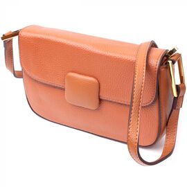Придбати Модна сумка з жорстким каркасом з натуральної шкіри Vintage 22390 Коричнева, image , характеристики, відгуки