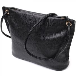 Придбати Жіноча трапецієподібна сумка з натуральної шкіри Vintage 22395 Чорна, image , характеристики, відгуки