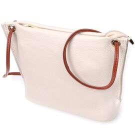 Придбати Жіноча трапецієподібна сумка на плече з натуральної шкіри Vintage 22396 Біла, image , характеристики, відгуки