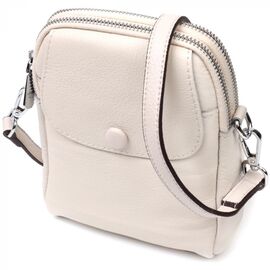 Придбати Жіноча невелика вертикальна сумка на два відділення з натуральної шкіри Vintage 22401 Біла, image , характеристики, відгуки