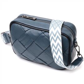 Купить Кожаная сумка с переплетами для стильных женщин Vintage 22408 Синяя, фото , характеристики, отзывы