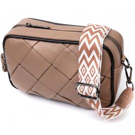 Придбати Модна шкіряна сумка з плетіннями для стильних жінок Vintage 22409 Бежева, image , характеристики, відгуки