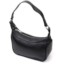 Придбати Акуратна шкіряна сумка жіноча напівкруглого формату з однією ручкою Vintage 22411 Чорна, image , характеристики, відгуки
