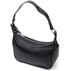 Купить - Аккуратная кожаная женская сумка полукруглого формата с одной ручкой Vintage 22411 Черная, фото , характеристики, отзывы