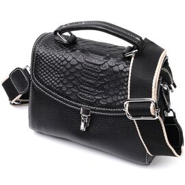 Купить - Кожаная сумка для женщин с интересной защелкой Vintage 22416 Черная, фото , характеристики, отзывы