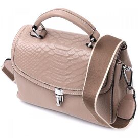 Придбати - Женская кожаная сумка с интересной металлической защелкой Vintage 22418 Бежевый, image , характеристики, відгуки