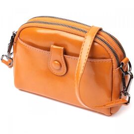 Купить - Женская кожаная сумка с глянцевой поверхностью Vintage 22421 Оранжевый, фото , характеристики, отзывы