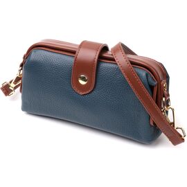 Купить - Оригинальный кожаный клатч в модном цвете с интересной защелкой Vintage 22428 Синий, фото , характеристики, отзывы