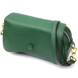 Купити Кожаная женская сумка в красивом цвете и с фигурным клапаном Vintage 22430 Зеленая, image , характеристики, відгуки