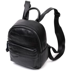 Придбати Компактний стильний рюкзак з натуральної шкіри Vintage 22434 Чорний, image , характеристики, відгуки