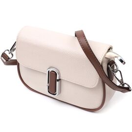 Придбати Напівкругла сумка для жінок з цікавим магнітом-засувкою з натуральної шкіри Vintage 22439 Біла, image , характеристики, відгуки