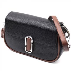 Купить Кожаная полукруглая сумка с интересным магнитом-защелкой для женщин Vintage 22441 Черная, фото , характеристики, отзывы