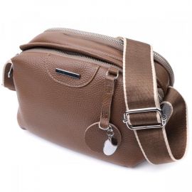 Придбати Модная сумка на каждый день с двумя отделениями из натуральной кожи Vintage 22596 Коричневый, image , характеристики, відгуки