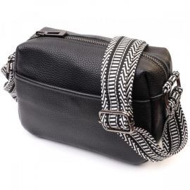 Купить Сумка на одно отделение в классическом цвете из натуральной кожи Vintage 22606 Черная, фото , характеристики, отзывы