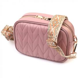 Купить Красивая стеганая женская сумка из натуральной кожи Vintage 22614 Розовая, фото , характеристики, отзывы