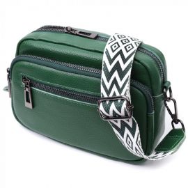 Купить Яркая женская сумка с накладным карманом из натуральной кожи Vintage 22639 Зеленая, фото , характеристики, отзывы