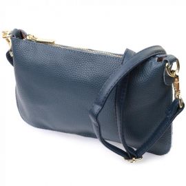 Купить Трендовая женская сумка-клатч с двумя ремнями из натуральной кожи Vintage 22646 Синяя, фото , характеристики, отзывы