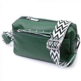 Купить Кожаная женская сумка из стильным бегунком Vintage 22651 Зеленая, фото , характеристики, отзывы