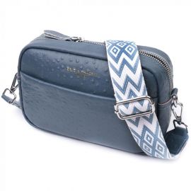 Купить Интересная сумка для женщин из фактурной натуральной кожи Vintage 22661 Синяя, фото , характеристики, отзывы