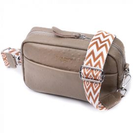 Купить Стильная сумка для женщин из фактурной натуральной кожи Vintage 22662 Бежевая, фото , характеристики, отзывы