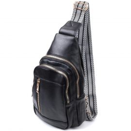 Купить Практичная слинг сумка для женщин из экокожи Vintage 22748 Черный, фото , характеристики, отзывы