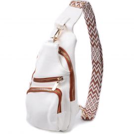 Купить Удобная женская слинг сумка через плечо из экокожи Vintage 22752 Белый, фото , характеристики, отзывы