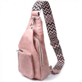 Купить Женская сумка с акцентом на текстильную лямку из гладкой экокожи Vintage 22772 Розовый, фото , характеристики, отзывы