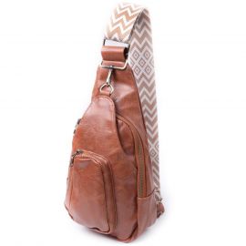 Купить Женская сумка из экокожи с акцентом на текстильную лямку Vintage 22773 Рыжий, фото , характеристики, отзывы