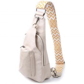 Купить Стильная женская сумка из экокожи с акцентом на текстильную лямку Vintage 22774 Белый, фото , характеристики, отзывы