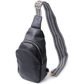 Купить Сумка для женщин через плечо из экокожи с акцентом на текстильную лямку Vintage 22781 Черный, фото , характеристики, отзывы