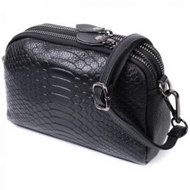 Купить Компактная сумка для женщин на два отделения из натуральной кожи Vintage 22799 Черный, фото , характеристики, отзывы