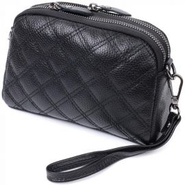 Купить Женская сумка прошита ромбами на лицевой стороне из натуральной кожи Vintage 22807 Черный, фото , характеристики, отзывы