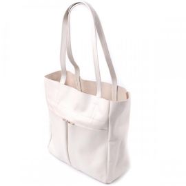 Купить Вместительная сумка-шоппер из натуральной кожи Shvigel 22843 Бежевая, фото , характеристики, отзывы