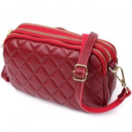 Купить Сумка на три отделения для женщин из натуральной кожи Vintage 22889 Бордовый, фото , характеристики, отзывы