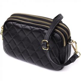 Купить Сумка из натуральной кожи с тремя отделениями для женщин Vintage 22890 Черный, фото , характеристики, отзывы