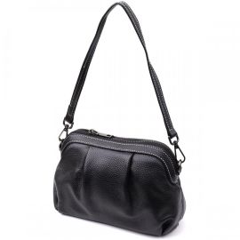 Купить Женская сумка из мягкой натуральной кожи с акцентом на драпировку Vintage 22896 Черный, фото , характеристики, отзывы