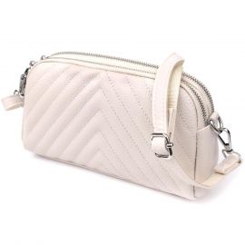 Купить Модная сумка прошита треугольниками из натуральной кожи Vintage 22910 Белый, фото , характеристики, отзывы